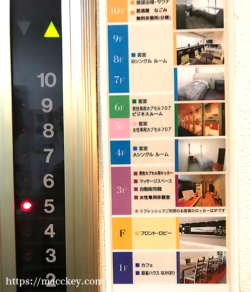 エレベーターのフロアの図